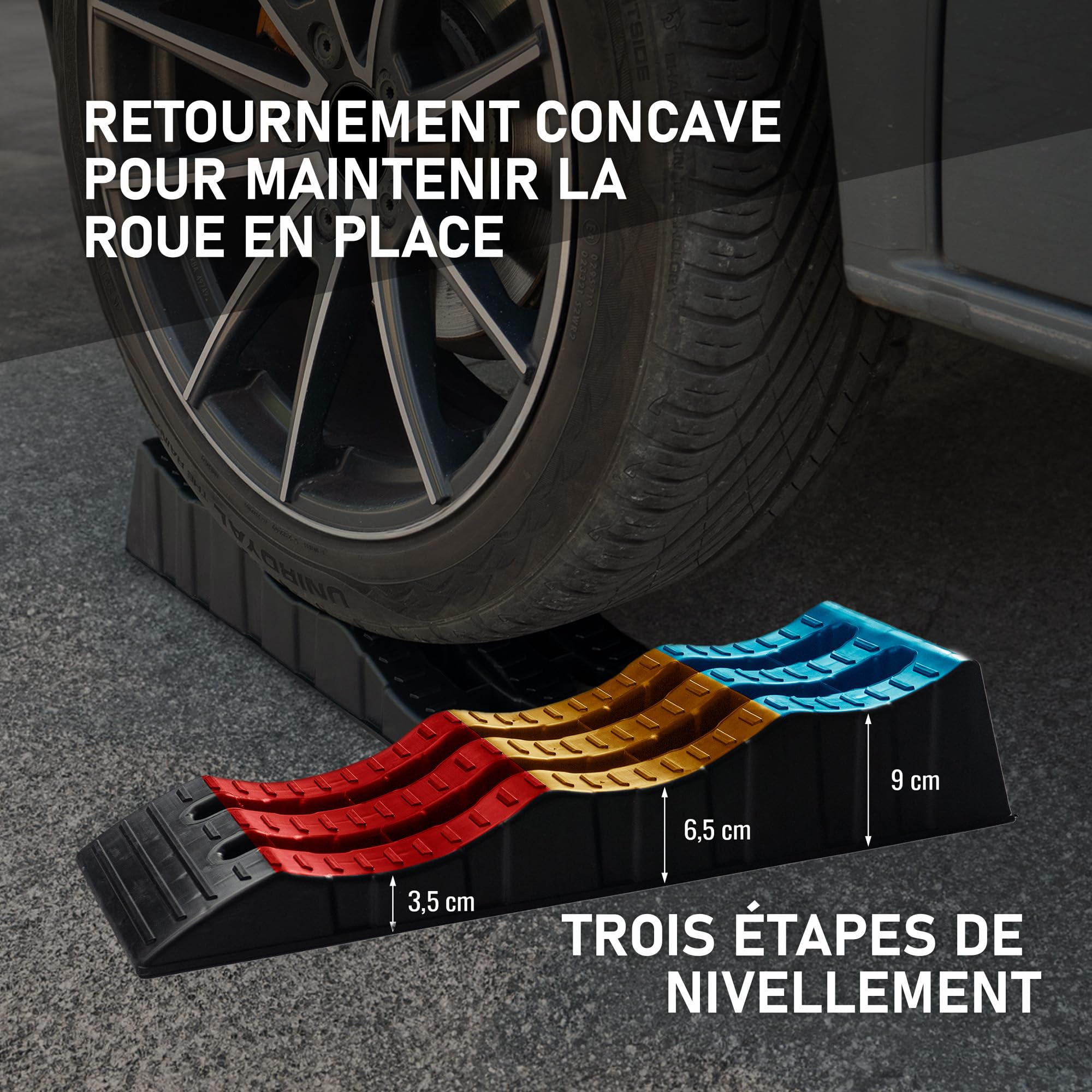 CHROMEMASTER | Rampe, Rampes pour Mobil-Homes, Camping-Cars, Caravanes ; Le lot Contient 2 pcs | Cales de Montée pour Camping-Car ; Charge Max. 4 tonnes | Plastique Durable