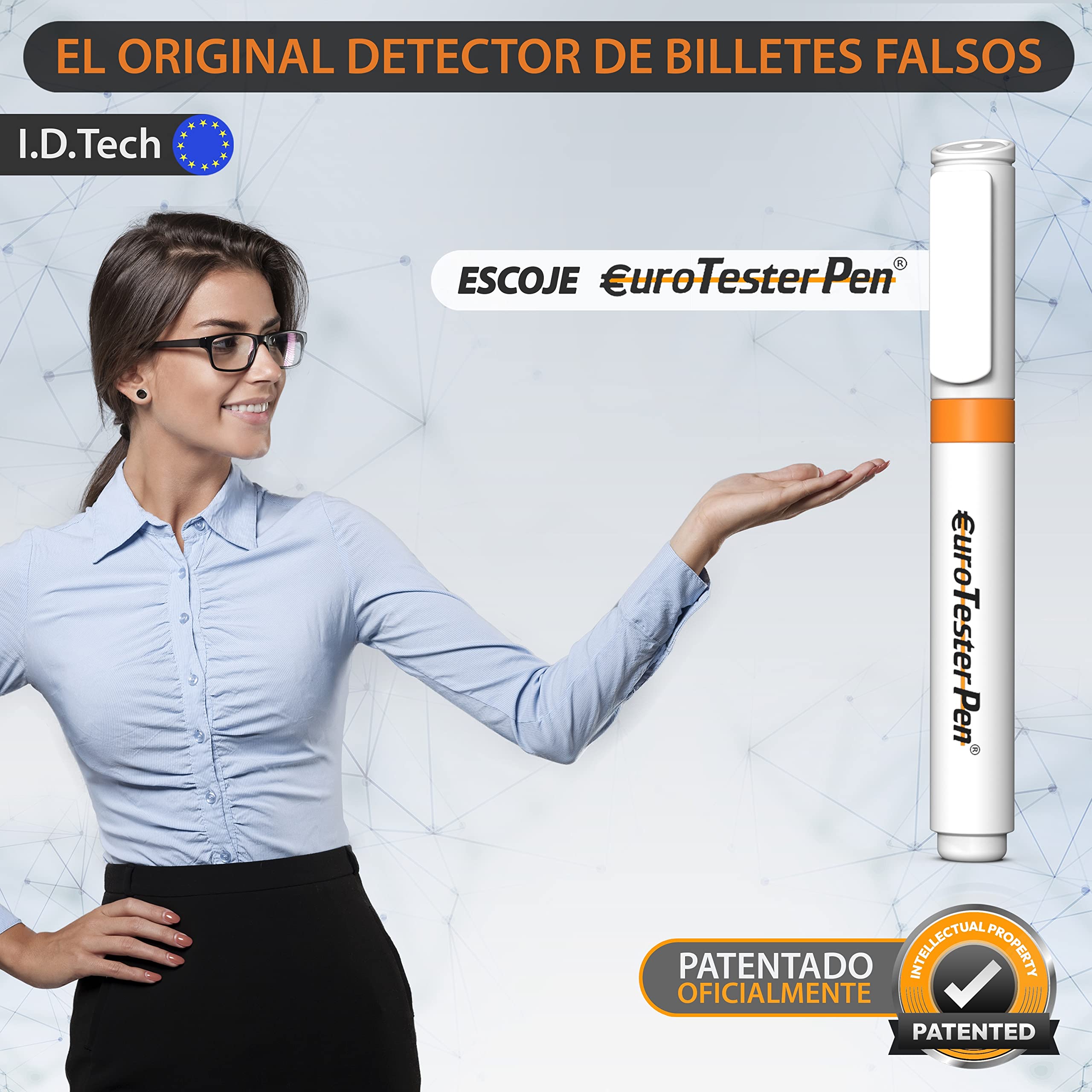 EURO TESTER PEN XL - Detector Billetes Falsos Profesional, Rotulador Billetes Falsos para Euro Dolar Libras y principales monedas internacionales, Original Made in Italy