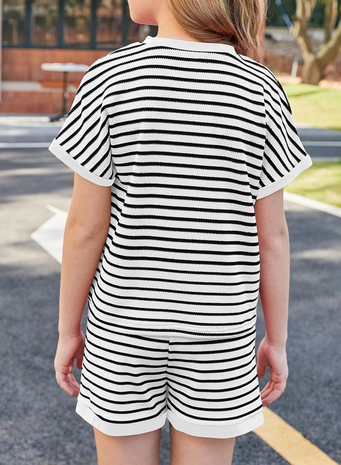 blibean Girls Summer Clothes Sets Kids Textured Striped Outfits Size 6-15 Years