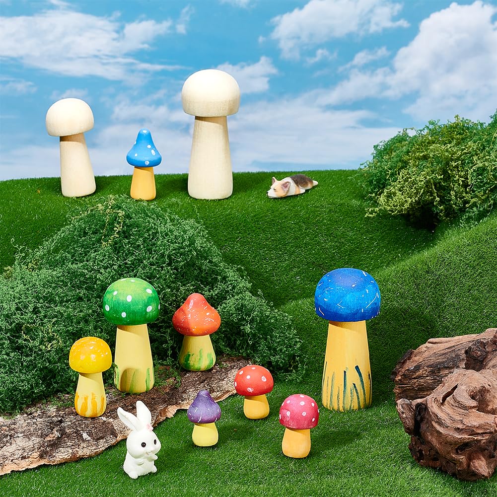 Peacoblue 68 Pcs Unfinished Wooden Mushrooms for Arts and Crafts Natural Mini Wood Mushrooms Decor - Image 4