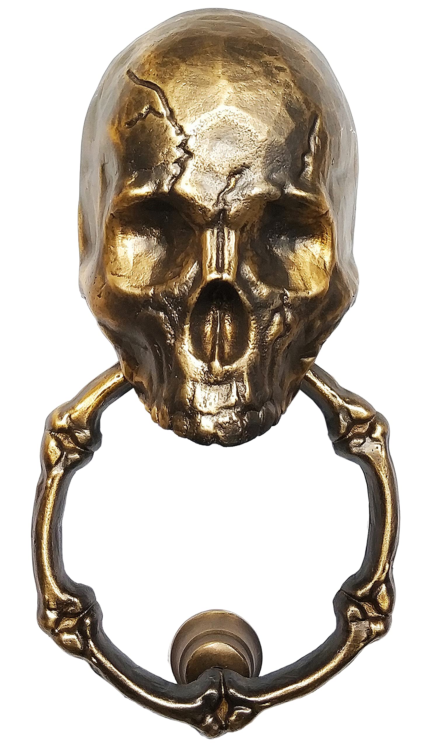 Anatolica Bronze Skull Door Knocker With A Bone Ring,Solid Brass(Antique )