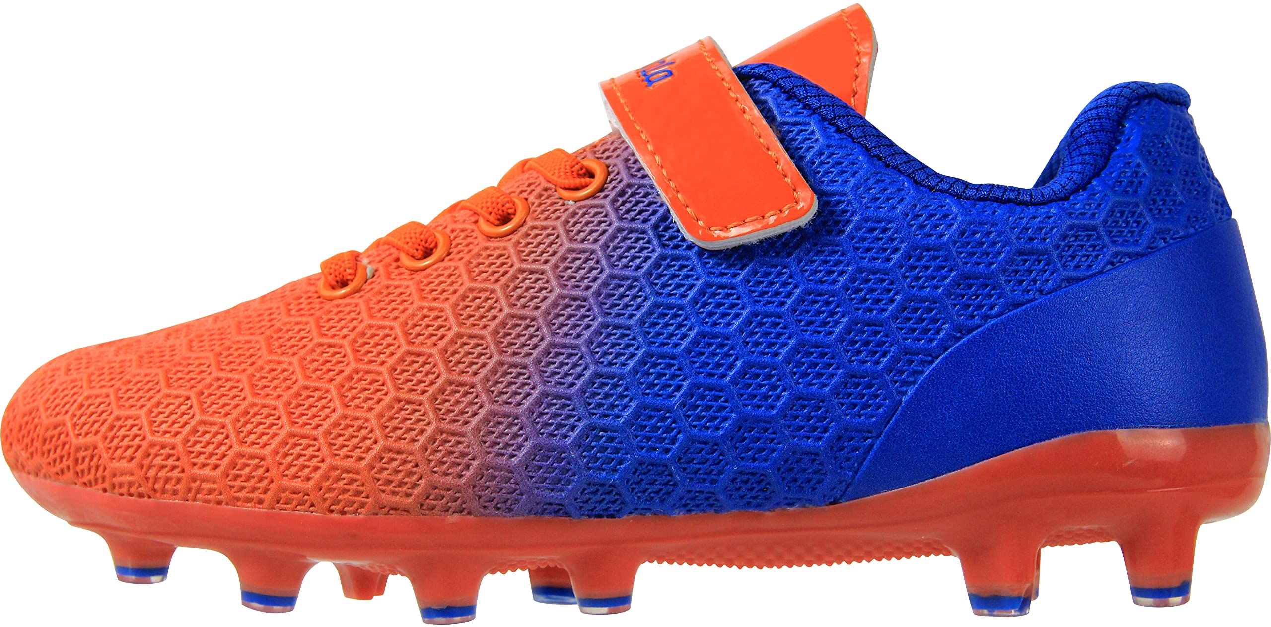 BomKinta Kid's FG Soccer Cleats Athletic Outdoor Soccer Shoes Blue Orange Size 10.5 M US Little Kid