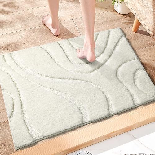 Miniatura 2 de DEXDE Alfombras de baño de 20 x 32 pulgadas, alfombra de baño de microfibra lanuda de felpa suave, alfombras de baño antideslizantes para suelo de