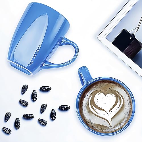 Miniatura 4 de Juego de 6 tazas de café cuadradas de 12 onzas con asa, tazas de café de porcelana para café, té, cacao, leche, regalo de inauguración de la casa