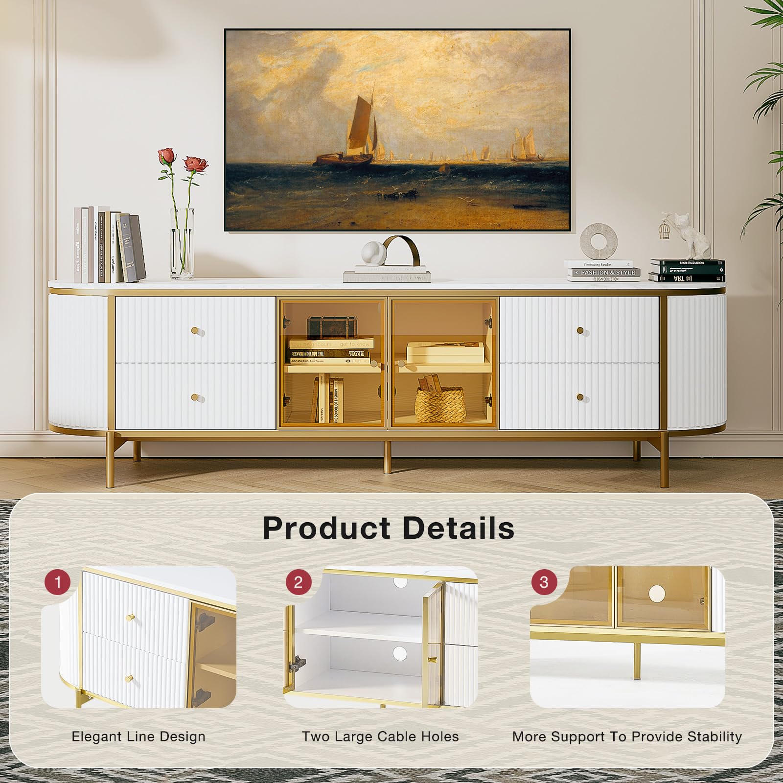 Oneinmil Luxury 70 Fluted Tv Stand For Tvs Up To | Desertcart INDIA