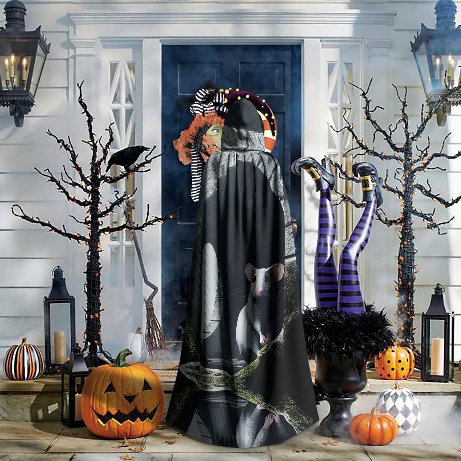 Cowardly Mouse Unique Darkness Poncho Shawl - Customizable Wearable Blanket for Women, Perfect Halloween Costume Accessory, Knight, Akatsuki, and More