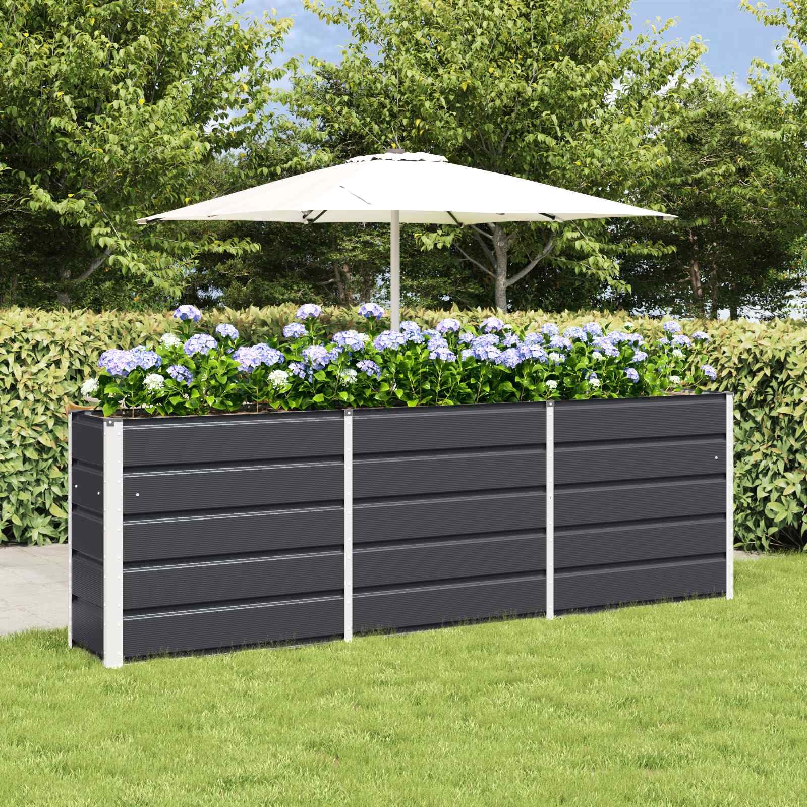 Pflanzkübel Anthrazit 240 x 40 x 75 cm - Großer Übertopf aus Stahl für Garten und Terrasse - Modernes Pflanzgefäß für Außen und Innen - Robustes Hochbeet Design