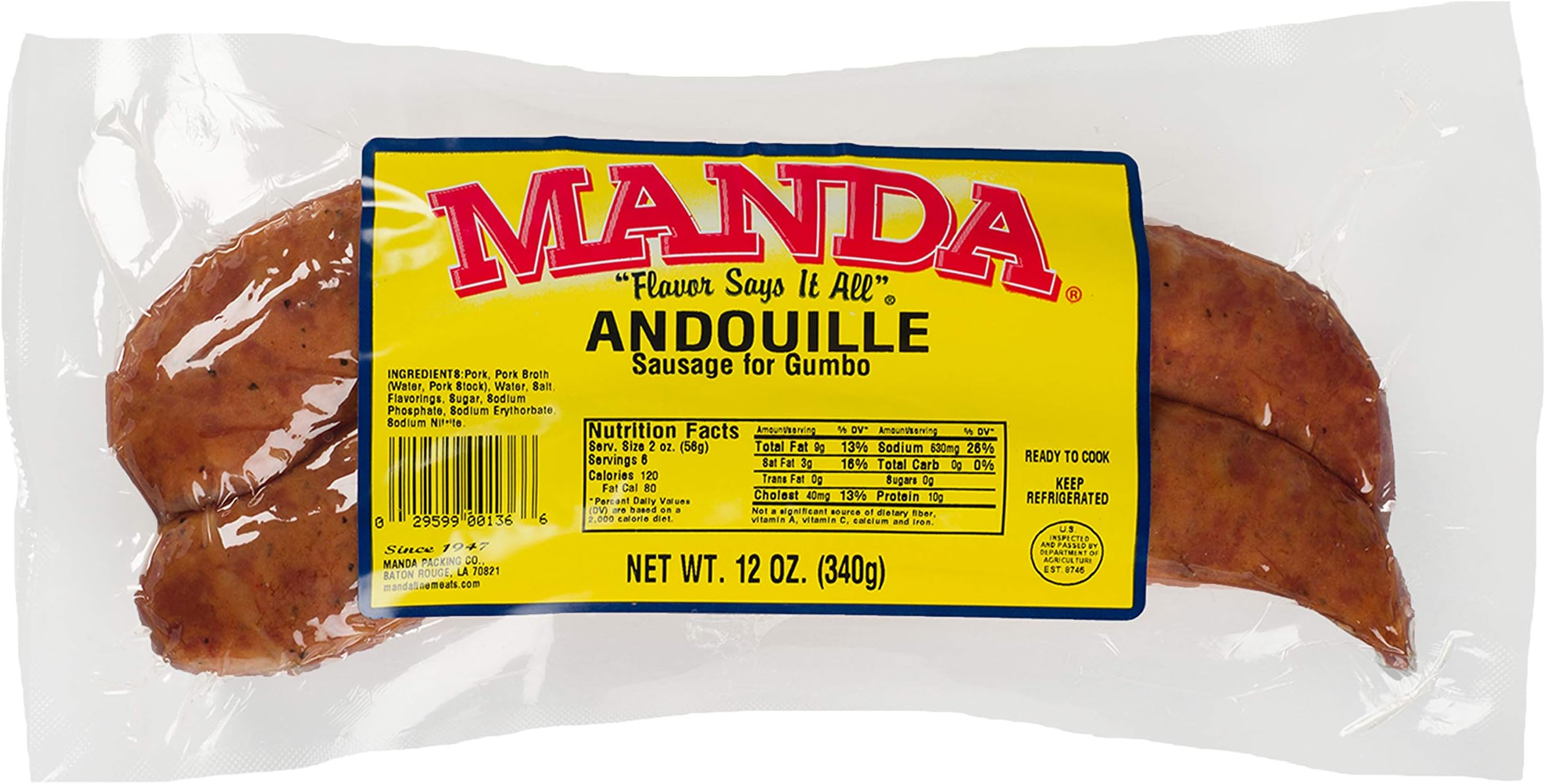 Manda Andouille 12oz (6 Pack)