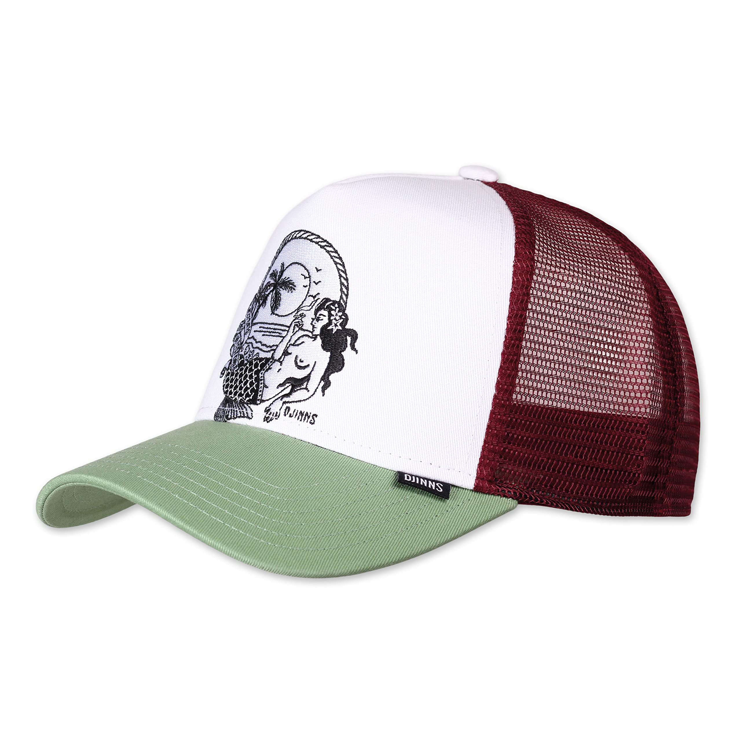 Djinns Lazy Mermaid White/Wine/Olive HFT Trucker Cap - One-Size
