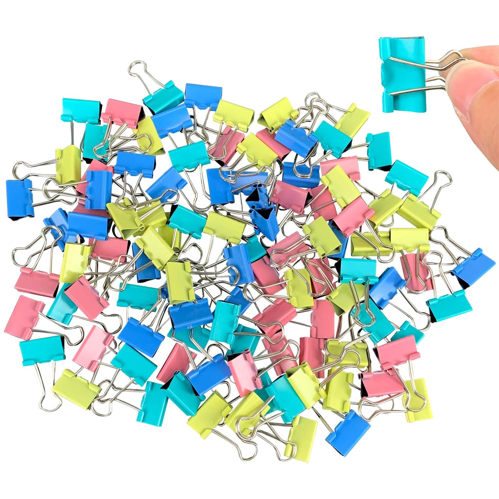 Ykimok 120 Pcs Colored Binder Clips, 3/4inch(19mm), Small Size for Office Supplies, 4 Vibrant Colors