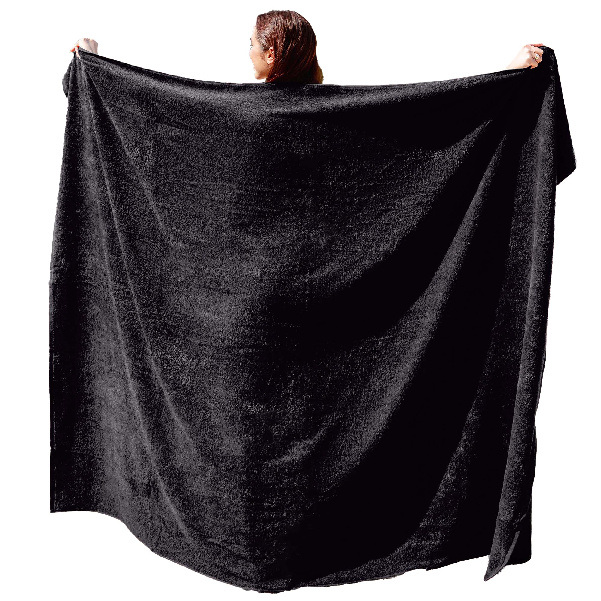 ADAMO XXL Beach Towel - Large Bath & Sauna Towel, Oversize 155 x 220 cm or 100 x 220 cm, Black, 700 Black