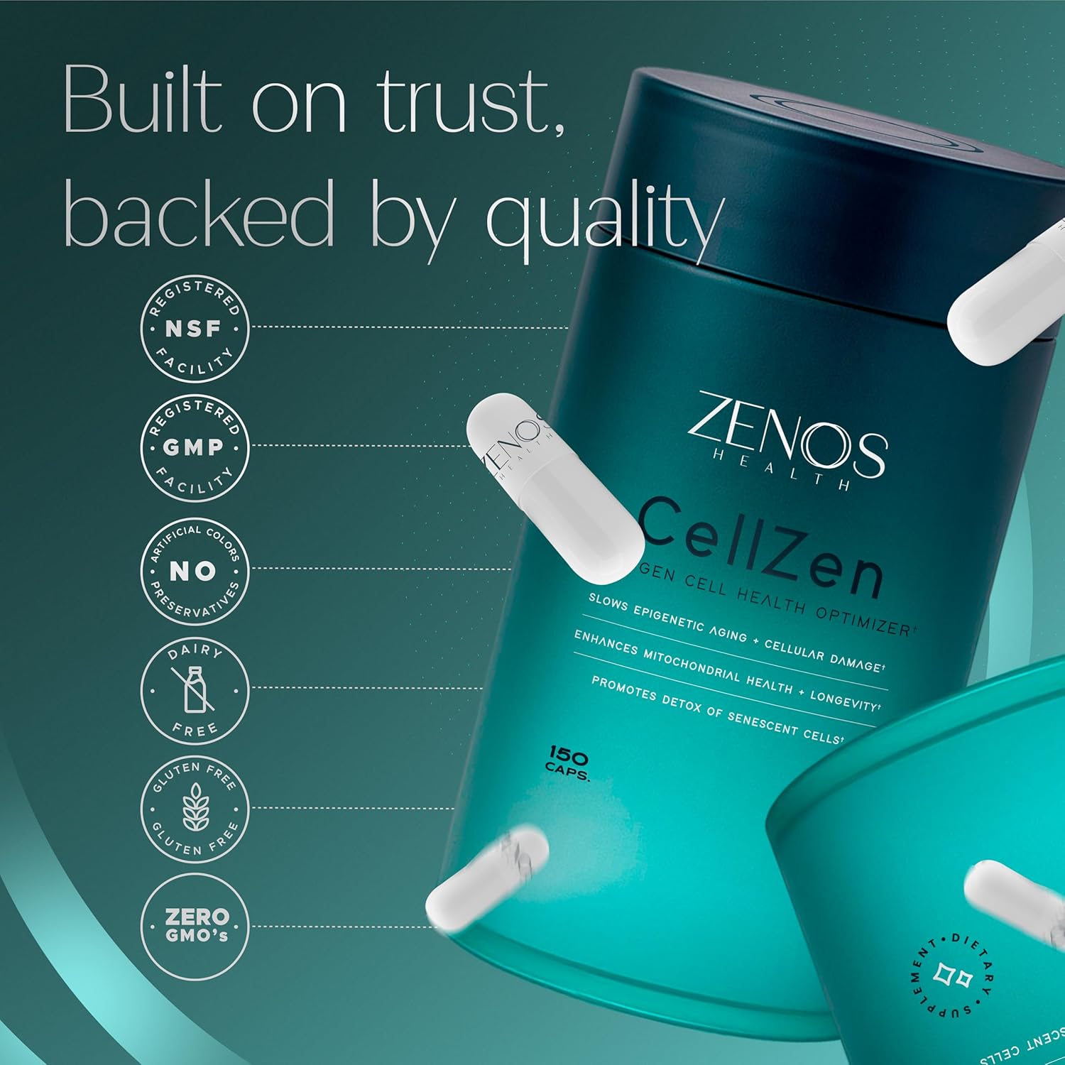 CellZen - Powerful Cellular Health & Detox Supplement to Optimize Glutathione Level | Mitochondrial Supplements for Energy, Anti-Aging, & Inflammation Support - Made in USA, 150 Caps - Image 4