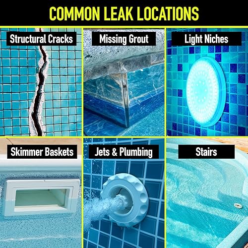 Miniatura 9 de Kit de tinte para detección de fugas de piscina, con 2 aplicadores de precisión, fabricado en Estados Unidos, tinte UV superior de larga duración
