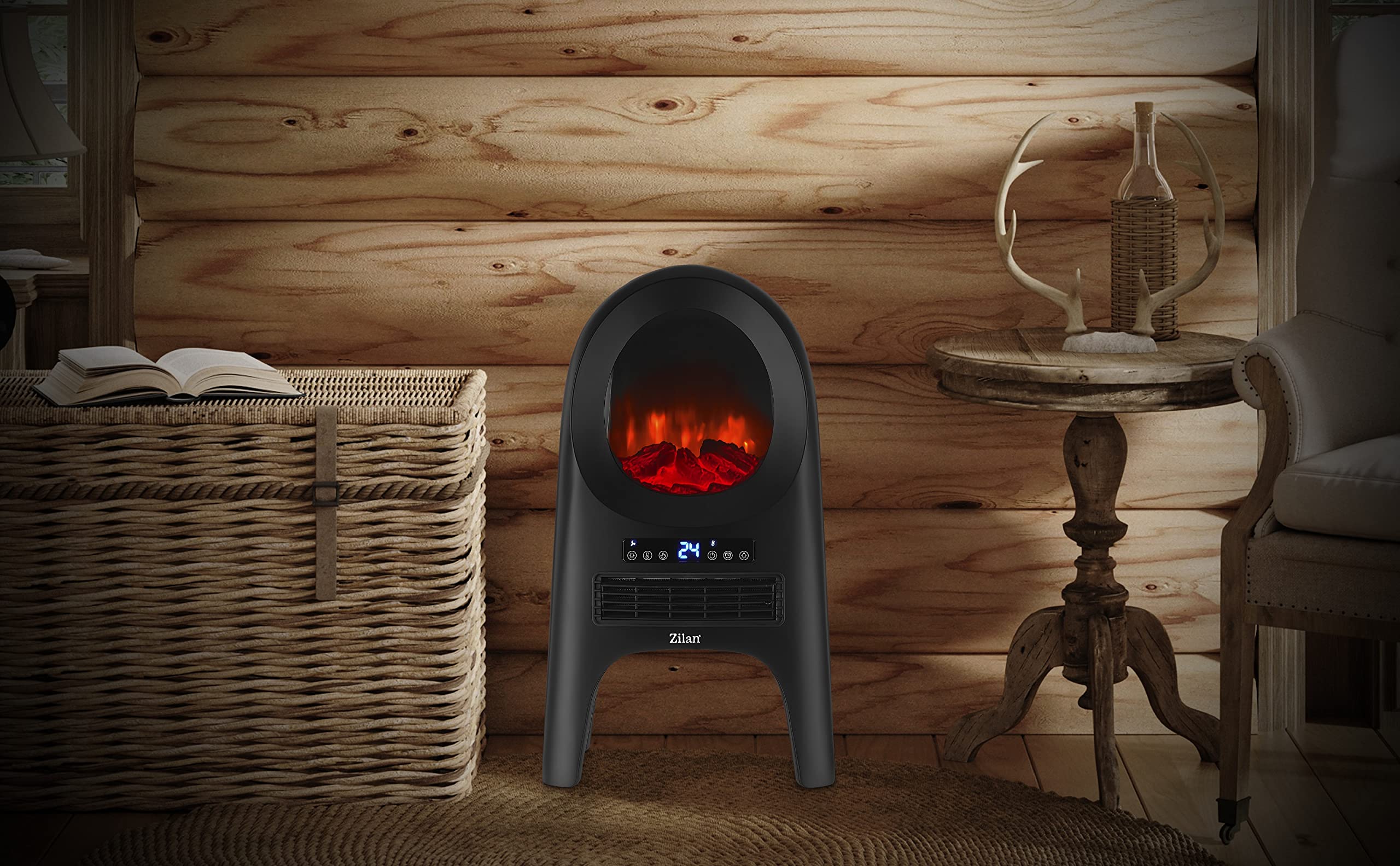 Design termoventilatore in ceramica, 10002000 Watt, 3 livelli, telecomando, timer 8 ore, funzione aria fredda, animazione 3D, protezione contro il surriscaldamento, termostato, riscaldamento