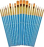 Paint Brushes Set for Acrylic Painting, 20 Pcs Oil Watercolor Acrylic Paint Brush, Artist Paintbrushes for Body Face Rock Canvas, Kids Adult Drawing Arts Crafts Supplies, Blue