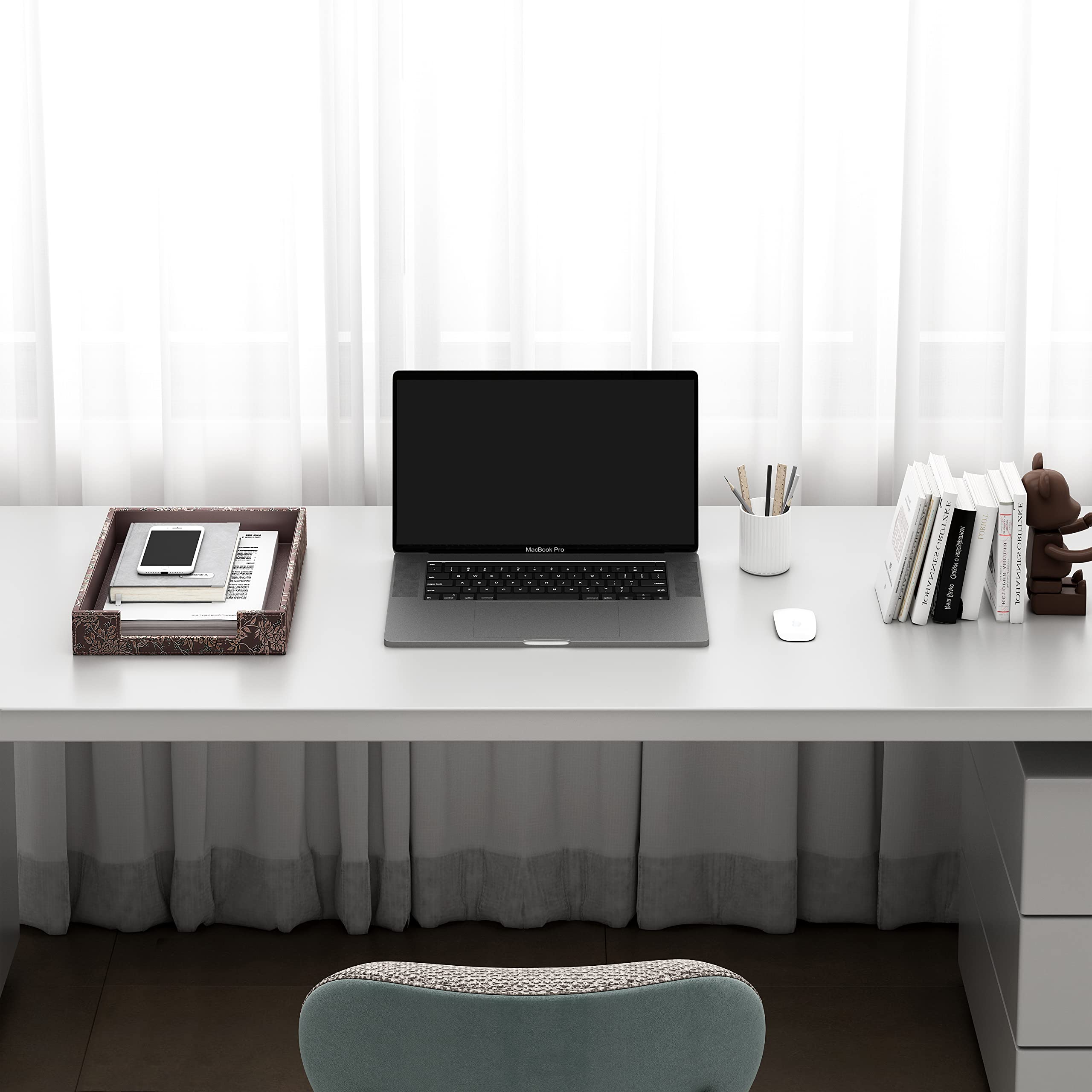 Vassoio portalettere in pelle, elegante organizer da scrivania per forniture per ufficio, posta, carta, documenti, riviste, perfetto per l'organizzazione dell'ufficio per scrivania (retrò)