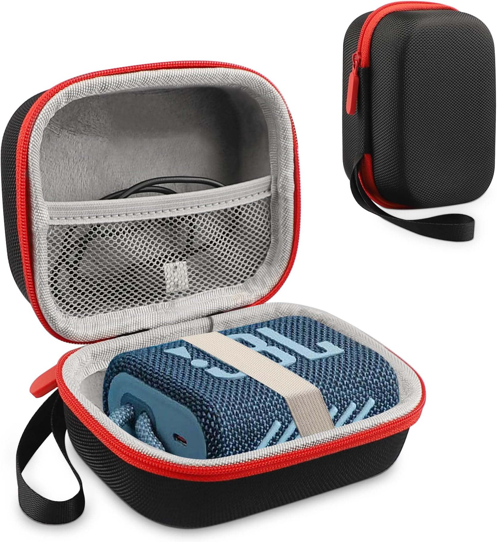 Hard Case for JBL Go3 / Go 3 Eco Portable Wireless Bluetooth Speaker, EVA Hard Carrying Case (Black+Red)