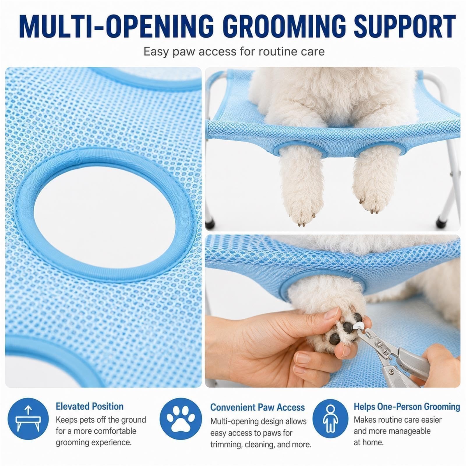 Hamac de Toilettage Chien sur Pied Pliable Table de Bain Coupe Griffes