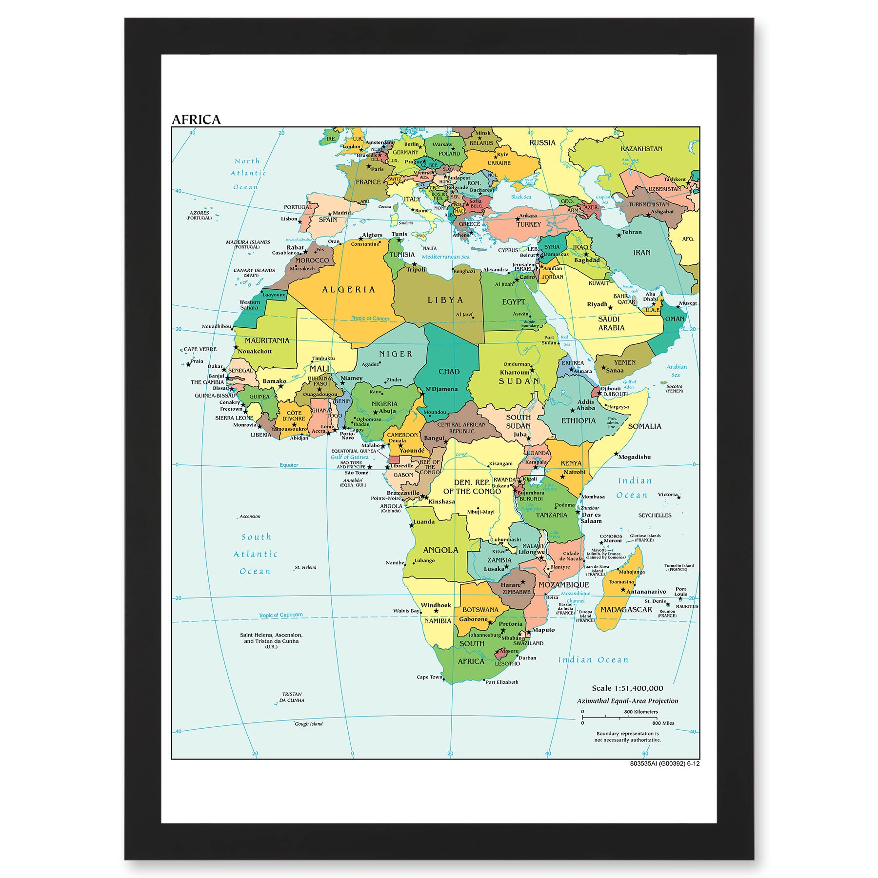 Artery8 Political Map 2012 Africa African Countries Artwork Framed A3 Wall Art Print