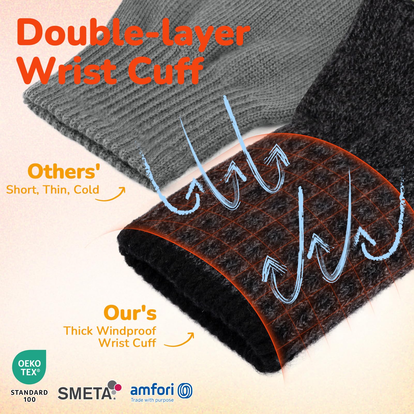 Merino Wool Fingerless Gloves for Men Women Half Finger Gloves Thermal Soft Knit Liner for Hunting Fishing Hiking