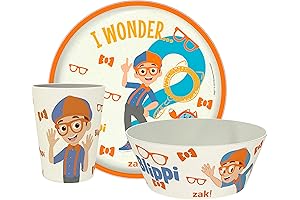 Colorful Blippi Kids Dinnerware Set: Plate, Bowl, and Tumbler for Fun Dining
