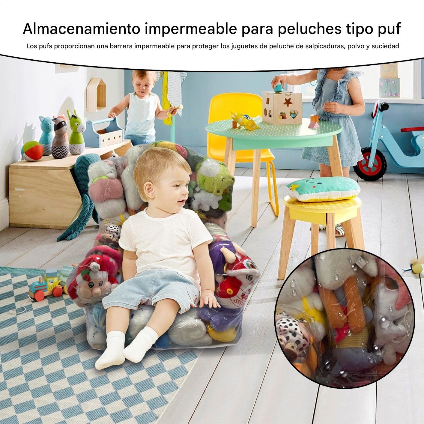 Saco De Almacenamiento Impermeable Transparente | Bolsa De Almacenamiento De Juguetes Con Cremallera - Organizador Para Suelo Dormitorio Esquina Infantil Sofá Habitación