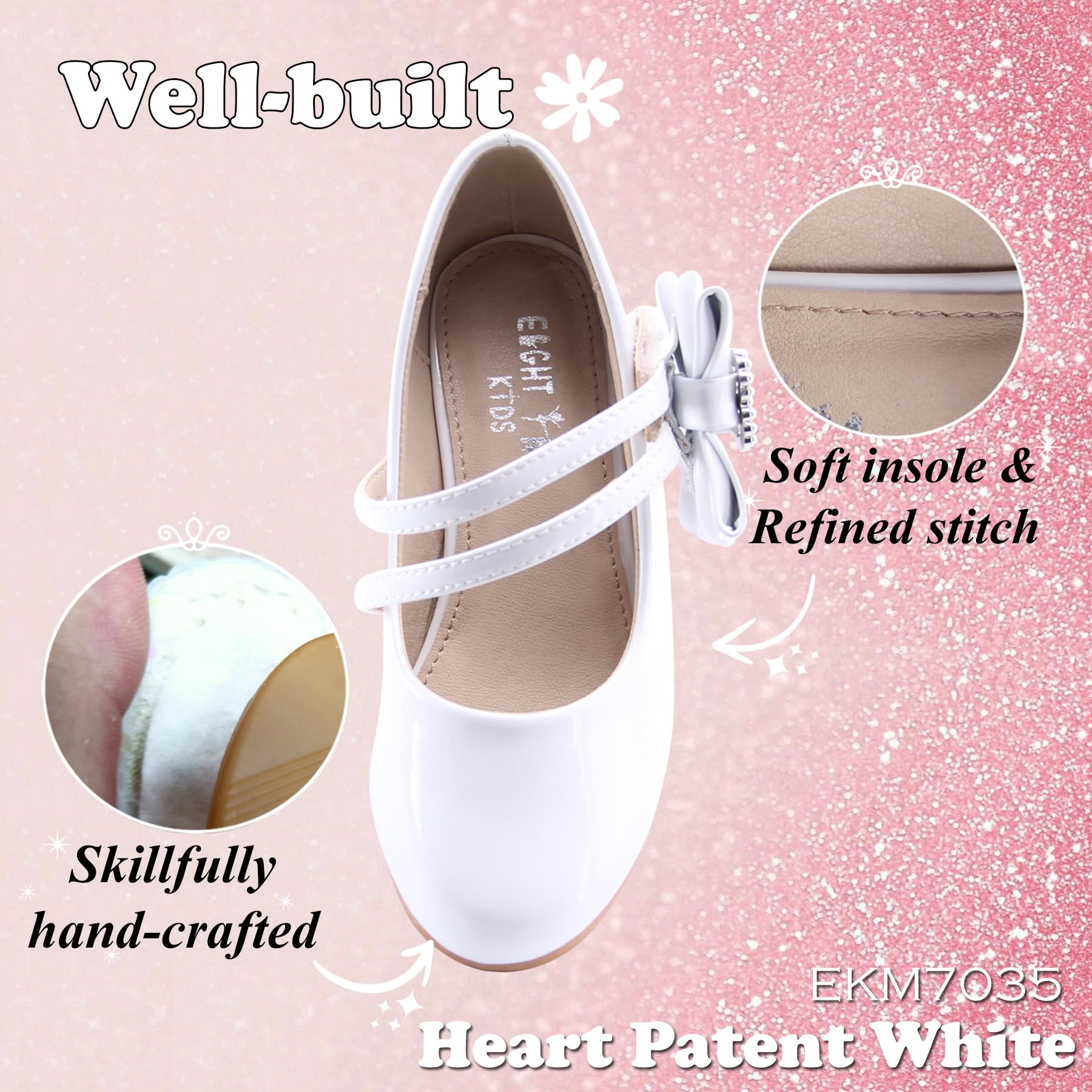 Princess Mary Jane Dress Up Shoes - Girls' Party Pumps for Flower Girl Wedding With Sparkly Design — view 6