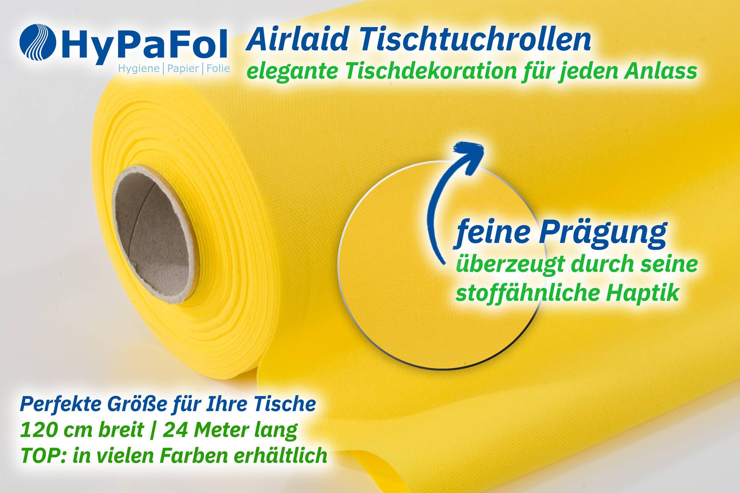 Hypafol Airlaid Tischdeckenrolle Creme I Papiertischdecke Rolle mit stoffähnlicher Eigenschaft, 1,20 x 24 m I Einweg Tischdecke für Biertische & mehr I Einmal Tischdecke ideal für Partys & Hochzeit