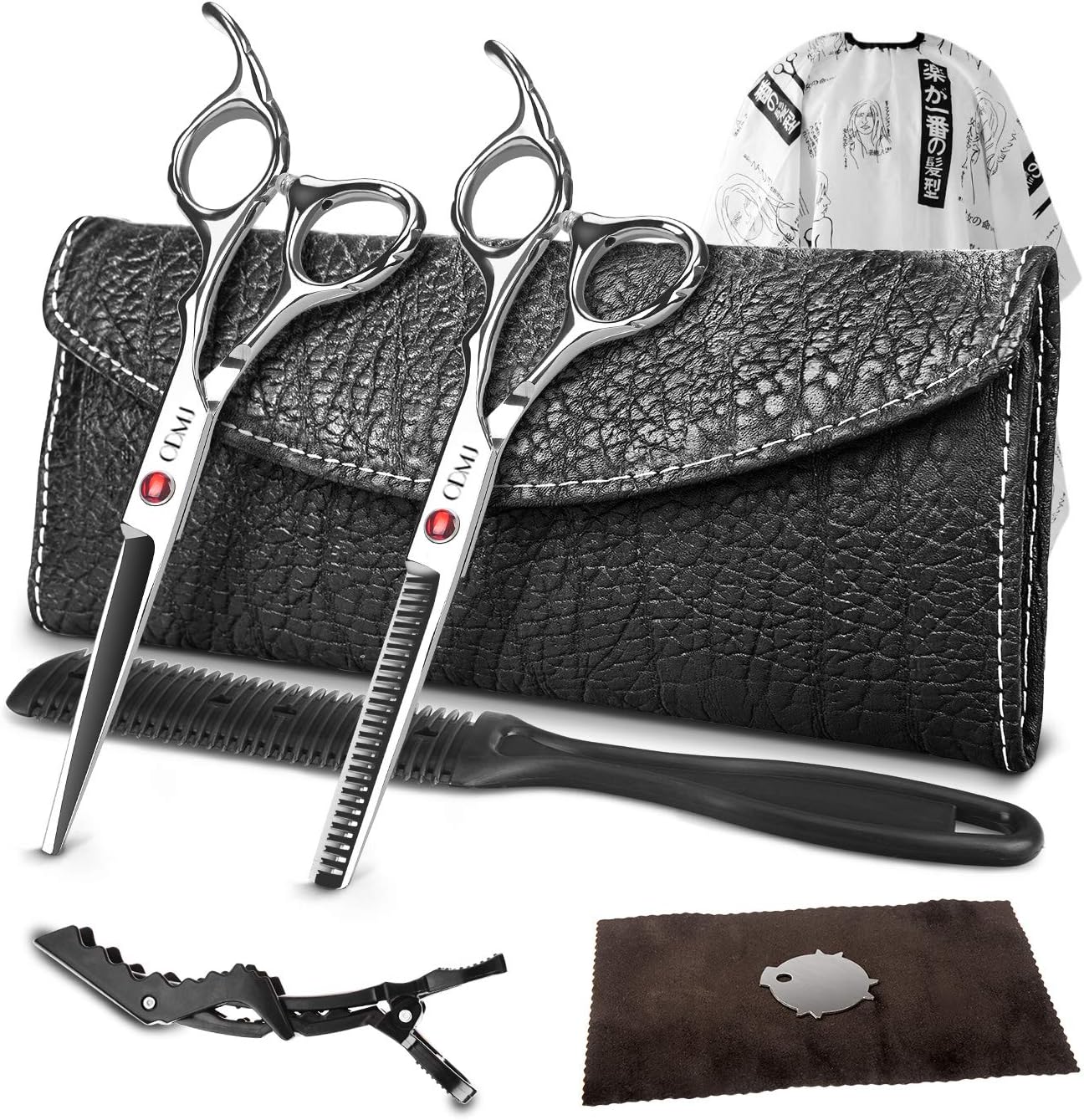 8 PCS Hair Cutting Scissors Set/Professional Barber/Tijeras de Peluqueria/texturing Scissors/Professional Hairdressing Scissors for Barber and Salon with Adjustment Screw Japanese Stainless Steel kit