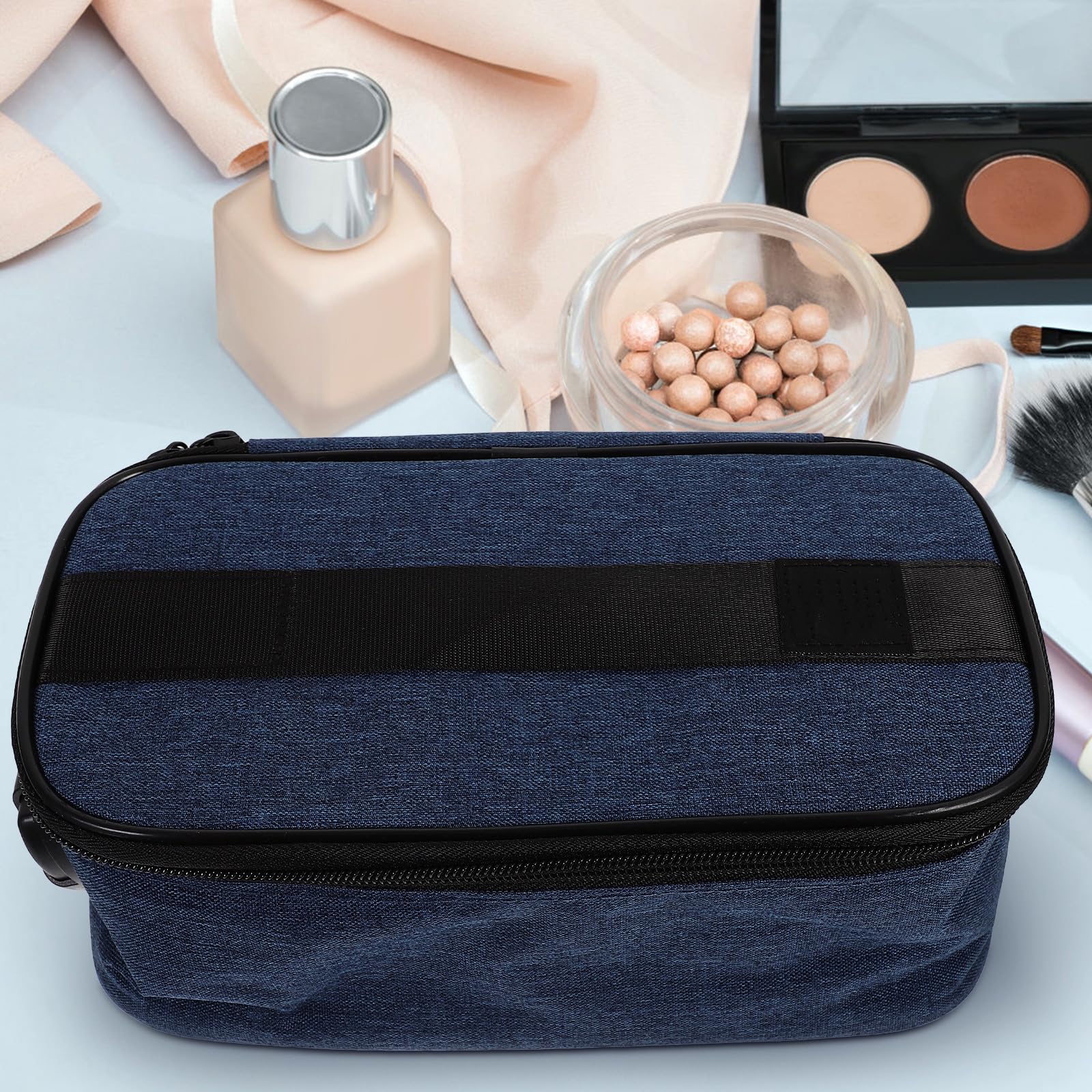 Didiseaon Borsa Porta Trucchi da Viaggio Oxford Blu Scomparti Multipli per Organizzare Effetti Personali e Protezione della Privacy, per Scuola e Viaggi