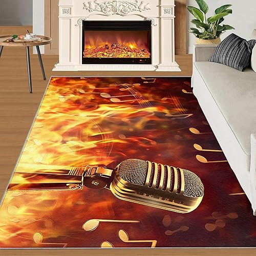 Miniatura 134 de Alfombra de instrumentos musicales – Alfombras de 4 x 5 pies para sala de estar, alfombra de área musical, alfombra de área musical, alfombra