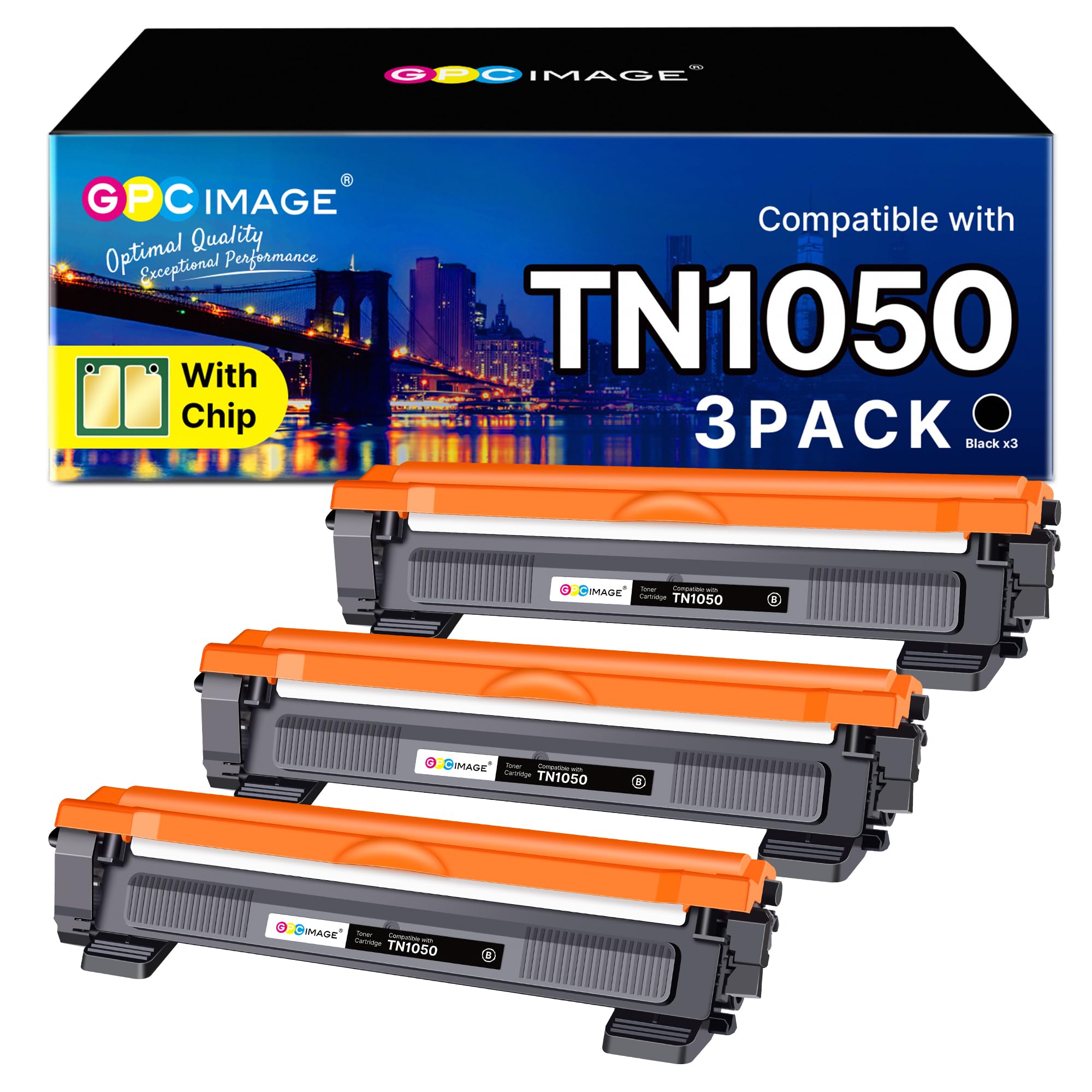 GPC Image TN1050 Cartucce di Toner Compatibili per Brother TN1050 TN-1050 per DCP-1612W DCP-1510 DCP-1512 DCP-1610W per HL-1210W HL-1110 HL-1112 HL-1212W per MFC-1810 MFC-1910W (Nero, 3-Pack)
