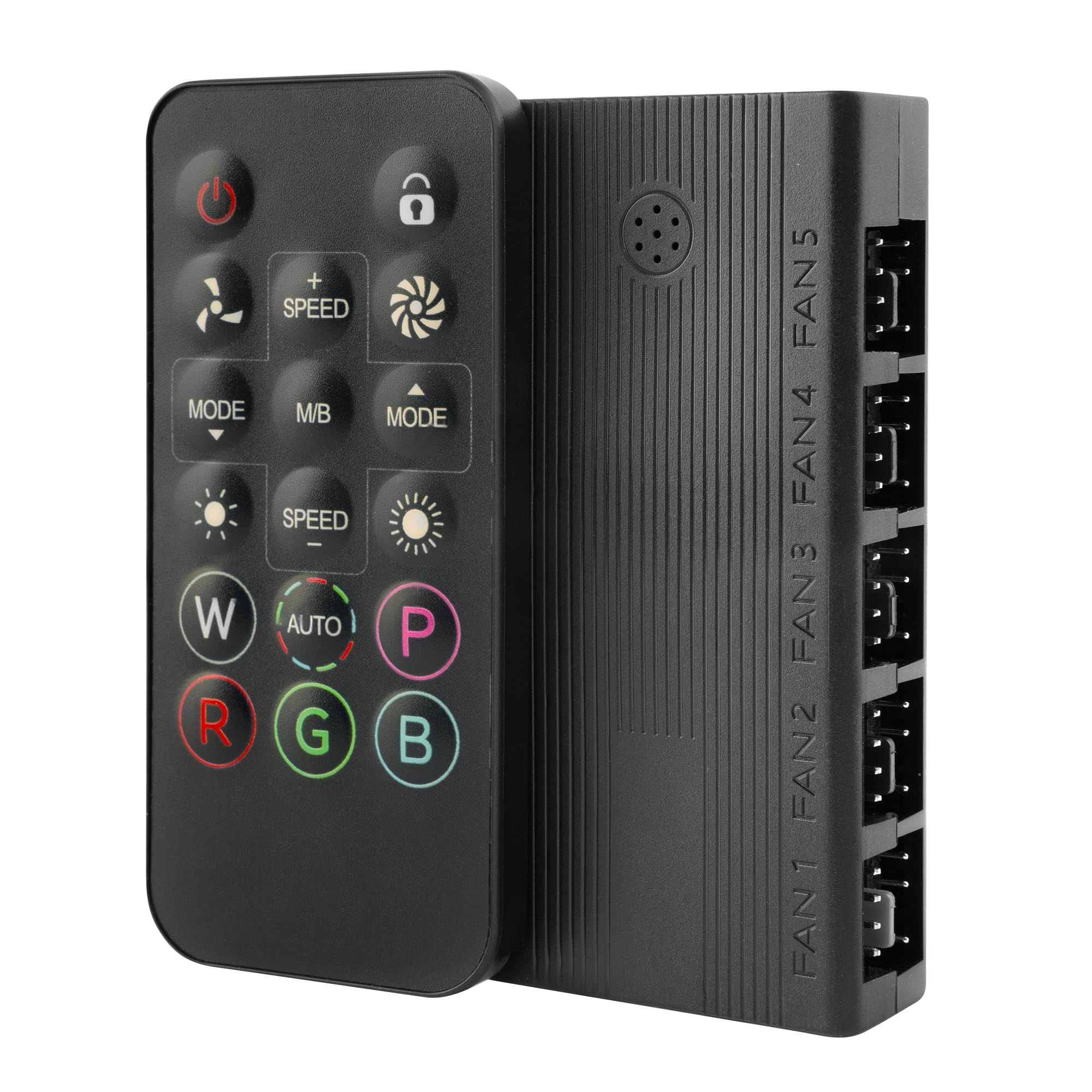 Mars Gaming MF-HUB, Hub di Controllo Ventole PWM, Controller di Velocità fino a 10x Ventole e Illuminazione ARGB fino a 10x Dispositivi, Telecomando, Compatibilità Totale ARGB, Nero