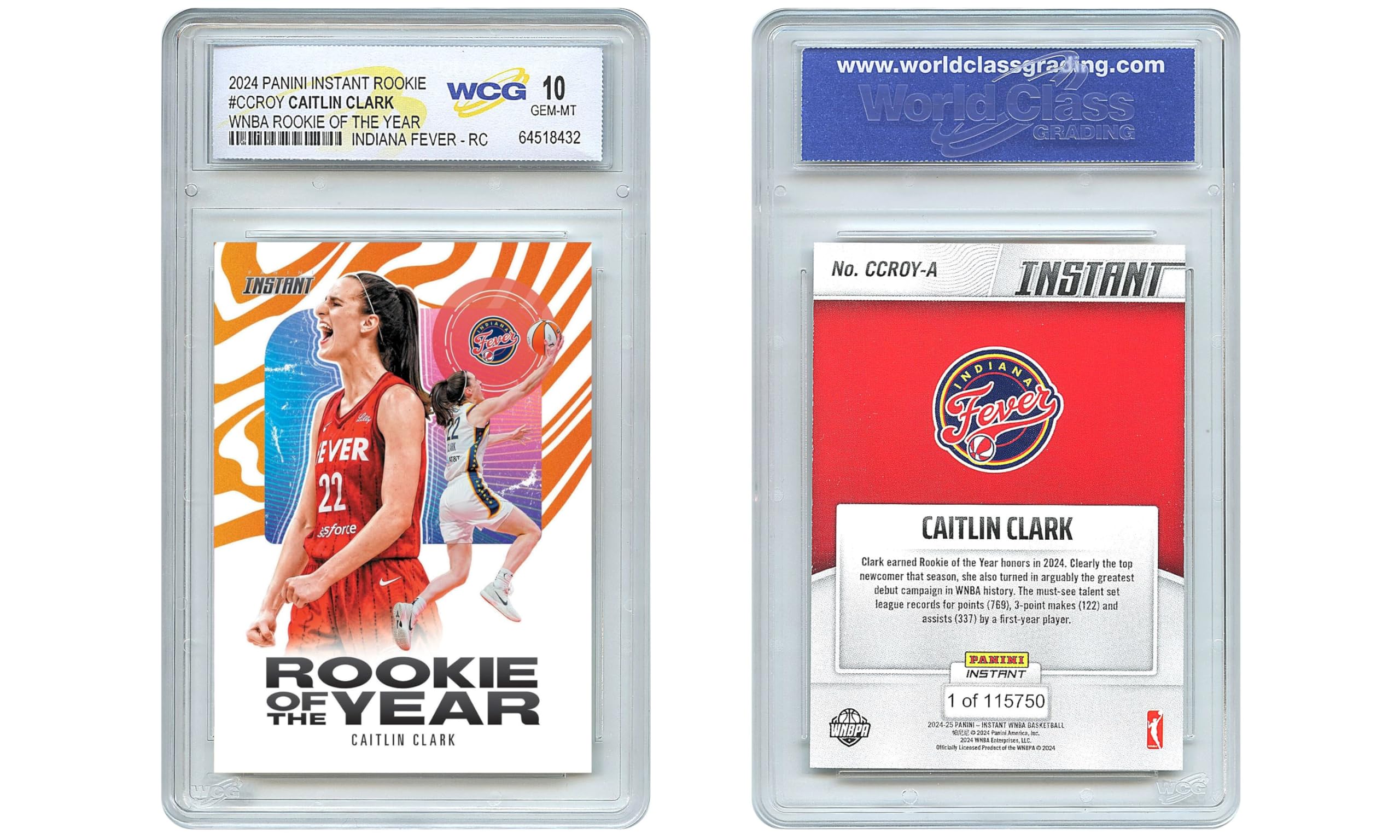 Amazon.com: Panini 2024 Caitlin Clark Rookie of the Year RC #CCROY