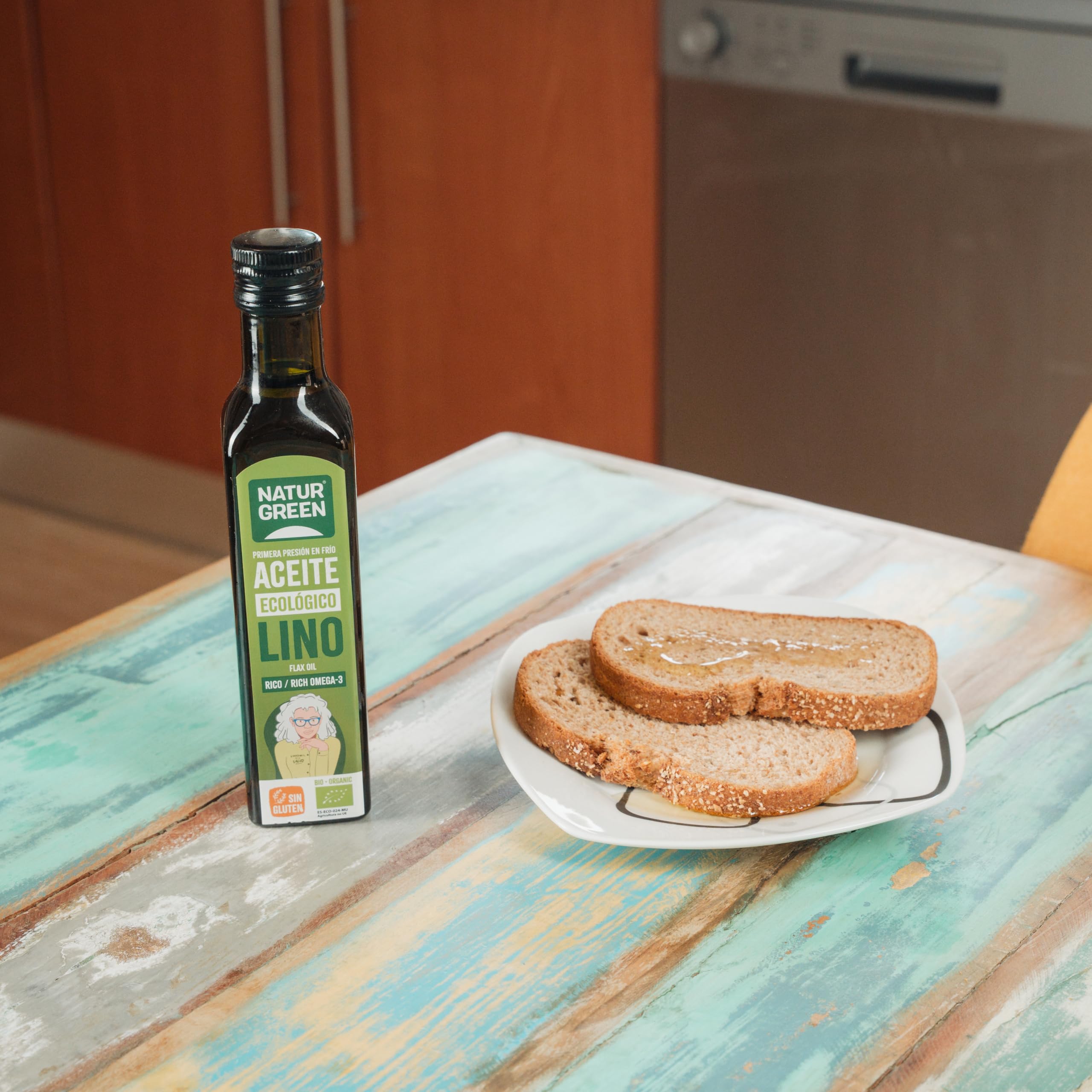Aceite Lino Bio NaturGreen 100% Semillas de Lino Ecológico Omega-3 Primera Presión 250 ml