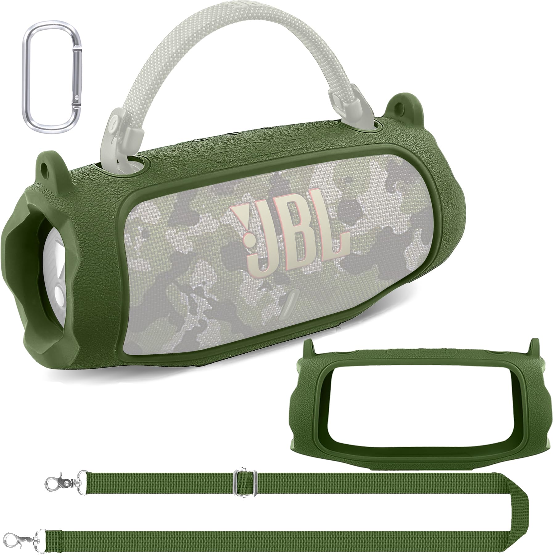 co2CREA Case Silicone for JBL Charge 6 Wireless Portable Bluetooth Speaker, Portable Ultra-light Protective Sleeve with Carabiner and Shoulder Strap