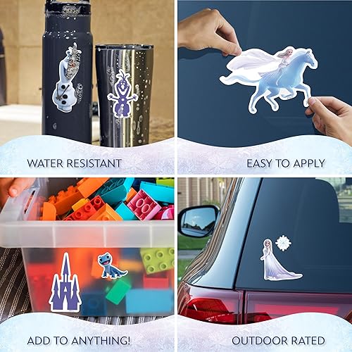 Miniatura 2 de Disney Frozen - Juego de 9 calcomanías de vinilo impermeables de Elsa Anna Olaf & Sven para botella de agua, laptop, bicicleta, equipaje, automóvil,