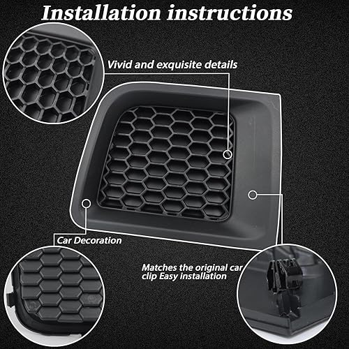 Miniatura 2 de PGTOPONE Juego de 2 cubiertas de bisel para rejillas de riñón delanteras para Jeep Renegade 2015-2018, 1 par izquierdo y derecho, inserto de rejilla