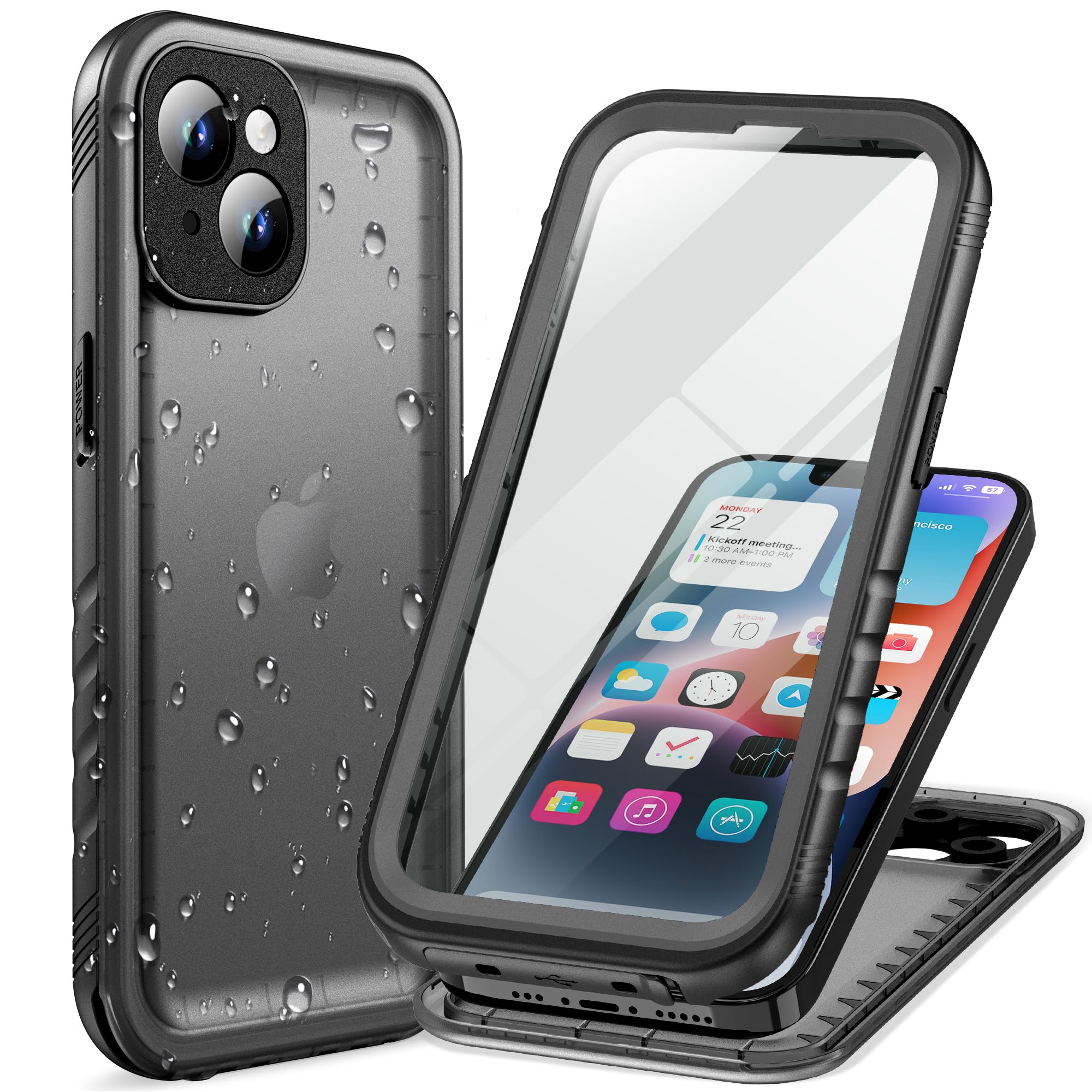 Cozycase for iPhone 14 Case Waterproof - 360 Heavy Duty with Screen/Camera Protector Shockproof IP68 Underwater Dustproof Water Dust Shock Proof Double Full Body/Front and Back Protective Case Slim