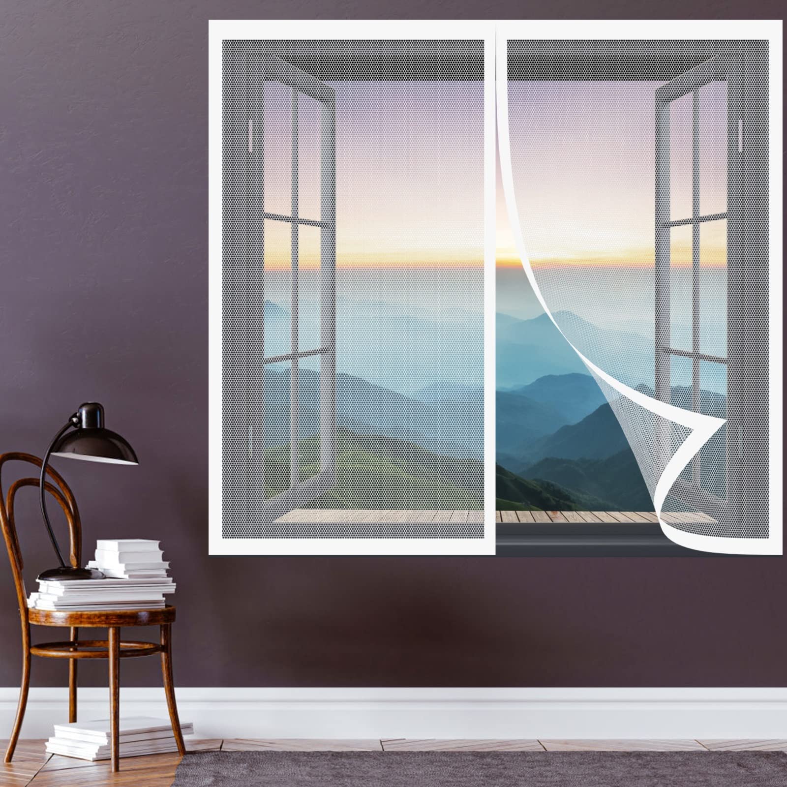 Doguo White Magnetic Window Fly Screen 140 X 115 Cm Screen Mesh For Windows Mosquito Bug Protection Without Drilling Easy To Install Window Screen Mesh For Windows Doors,