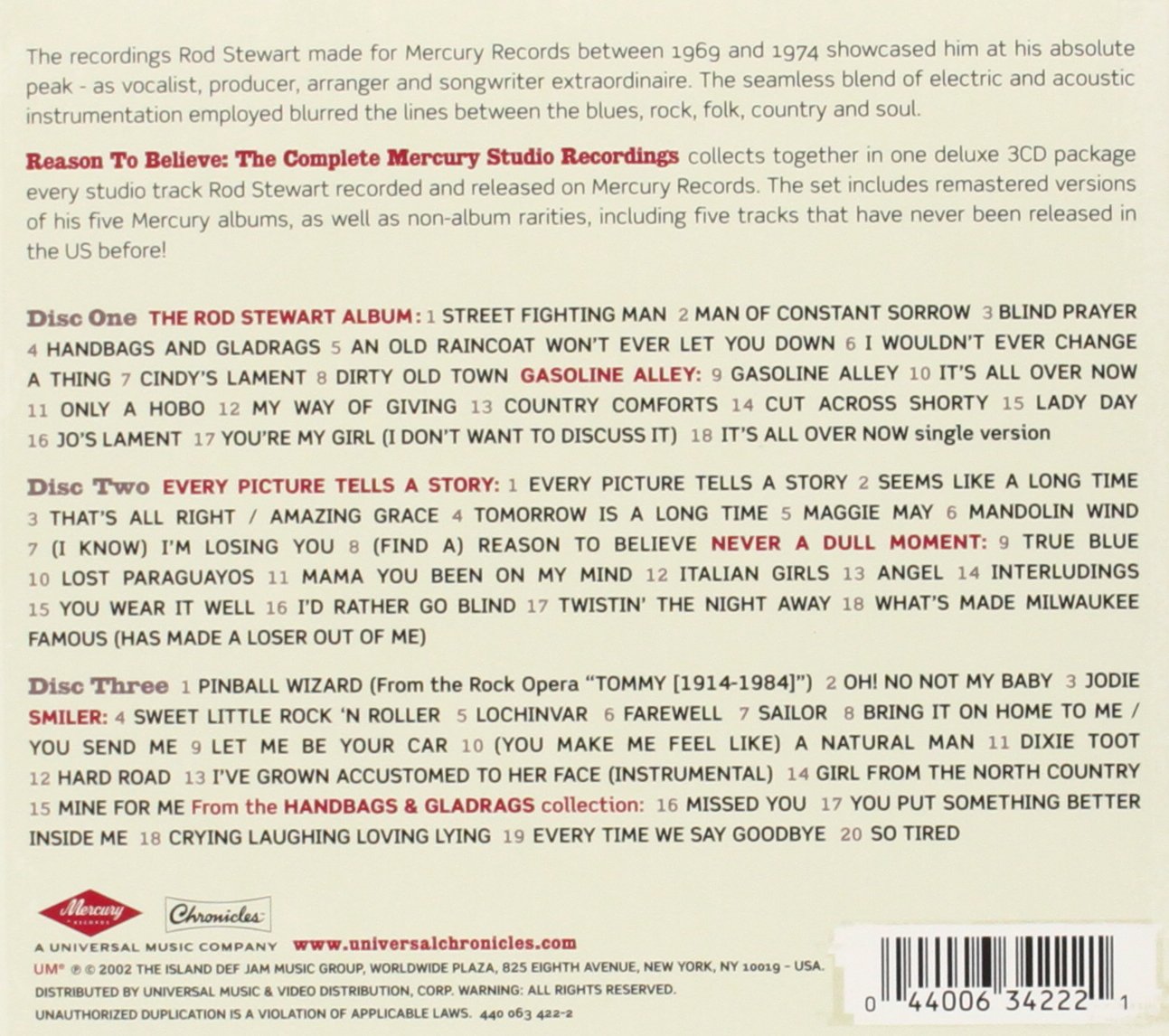 Reason to Believe: The Complete Mercury Studio Recordings