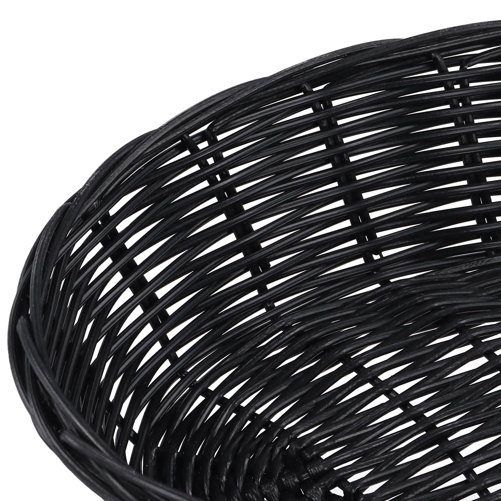 FUNSUEI Lot de 18 corbeilles à pain ovales en plastique - 23 x 15 x 6 cm - Noir