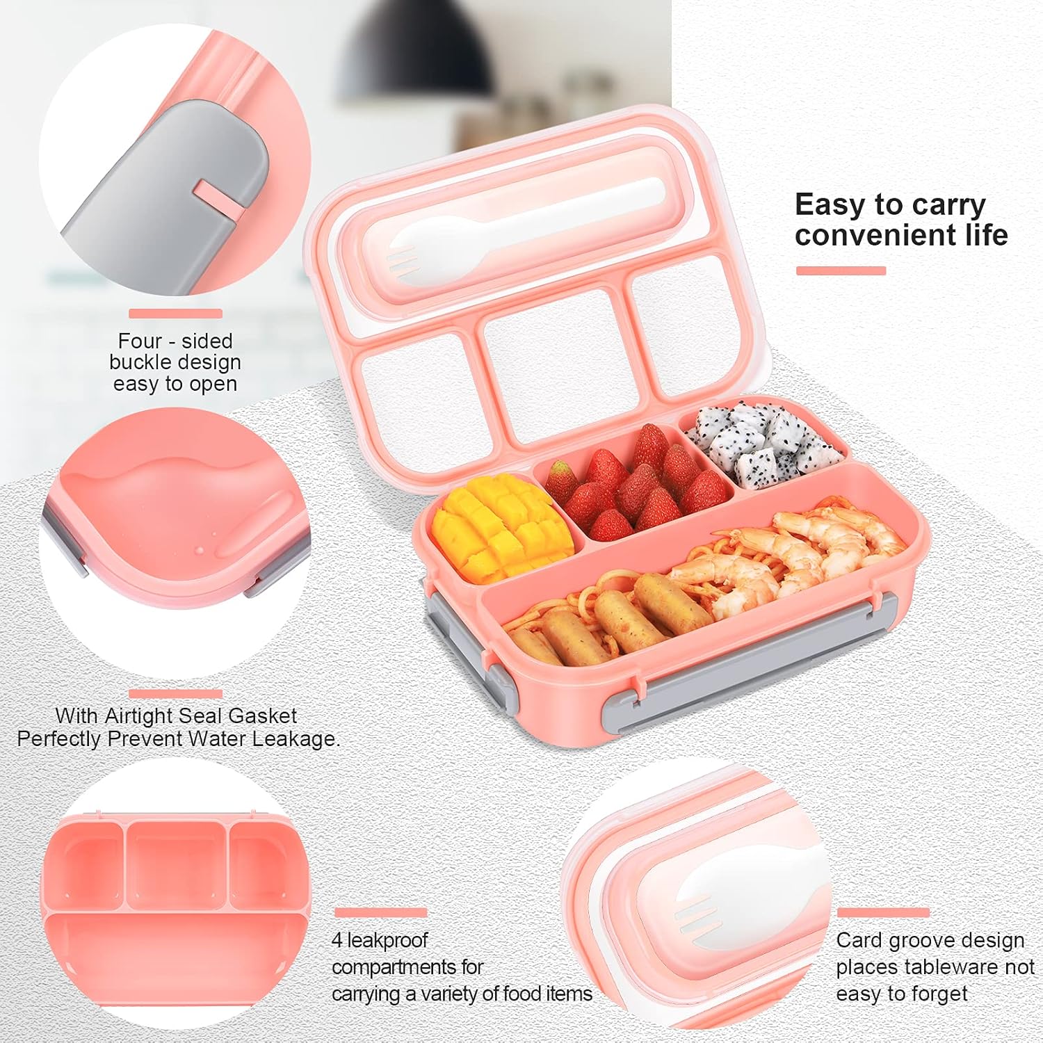 Bento Boxes for Adults,1300ML Bento Lunch Box For Kids,Versatile 4 Compartment Food Storage Box，Microwave & Dishwasher & Freezer Safe, BPA Free (Blue): Home & Kitchen