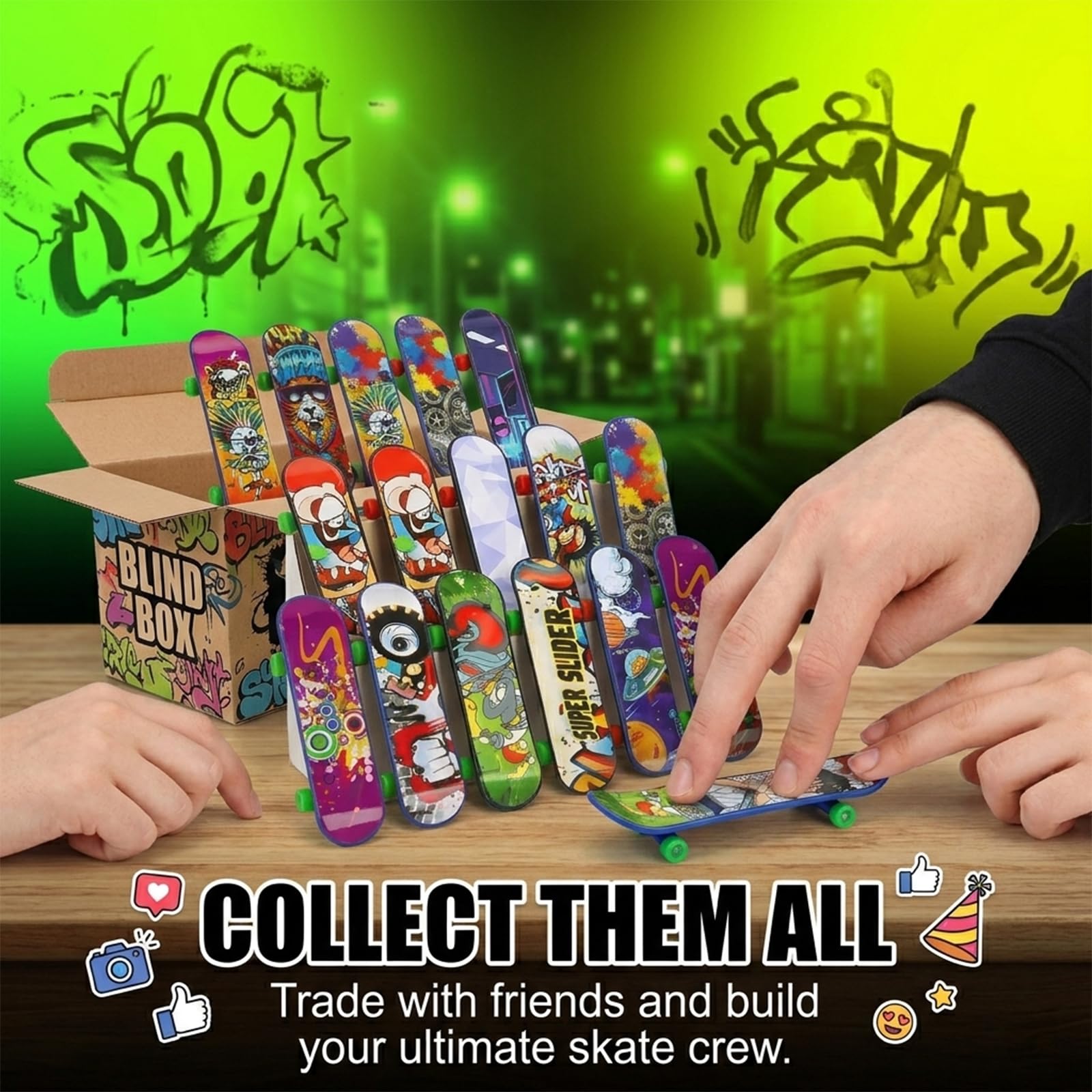 30 Pezzi Finger Mini Skateboard da Dito per Bambini, Giocattolo in Lega, per Giocare o Come Decorazione Regalo per Festa di Bambini Compleanno
