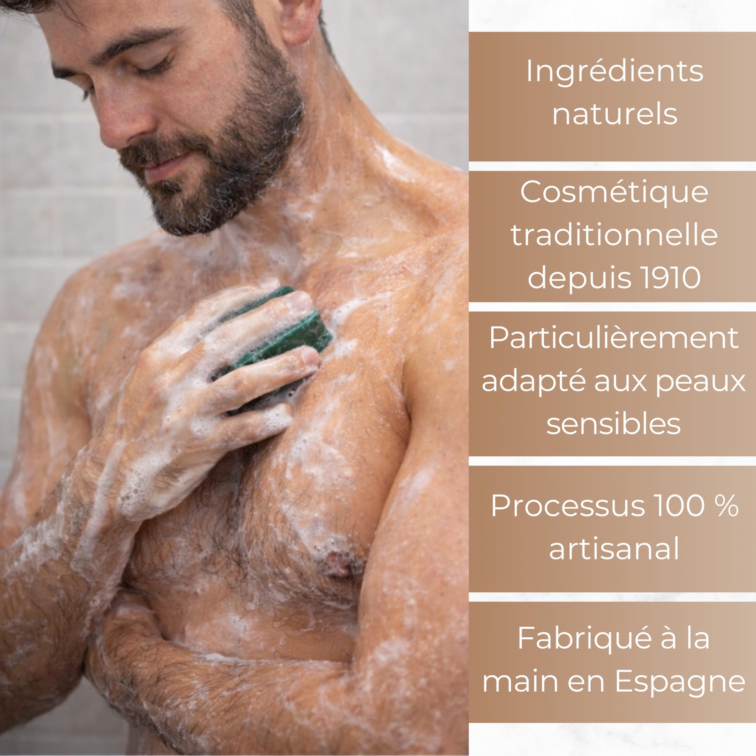 Savons artisanaux avec parfum homme – Savon solide 4x125 g – Idee cadeau homme original pour anniversaire et occasions spéciales, idéal pour la routine quotidienne visage