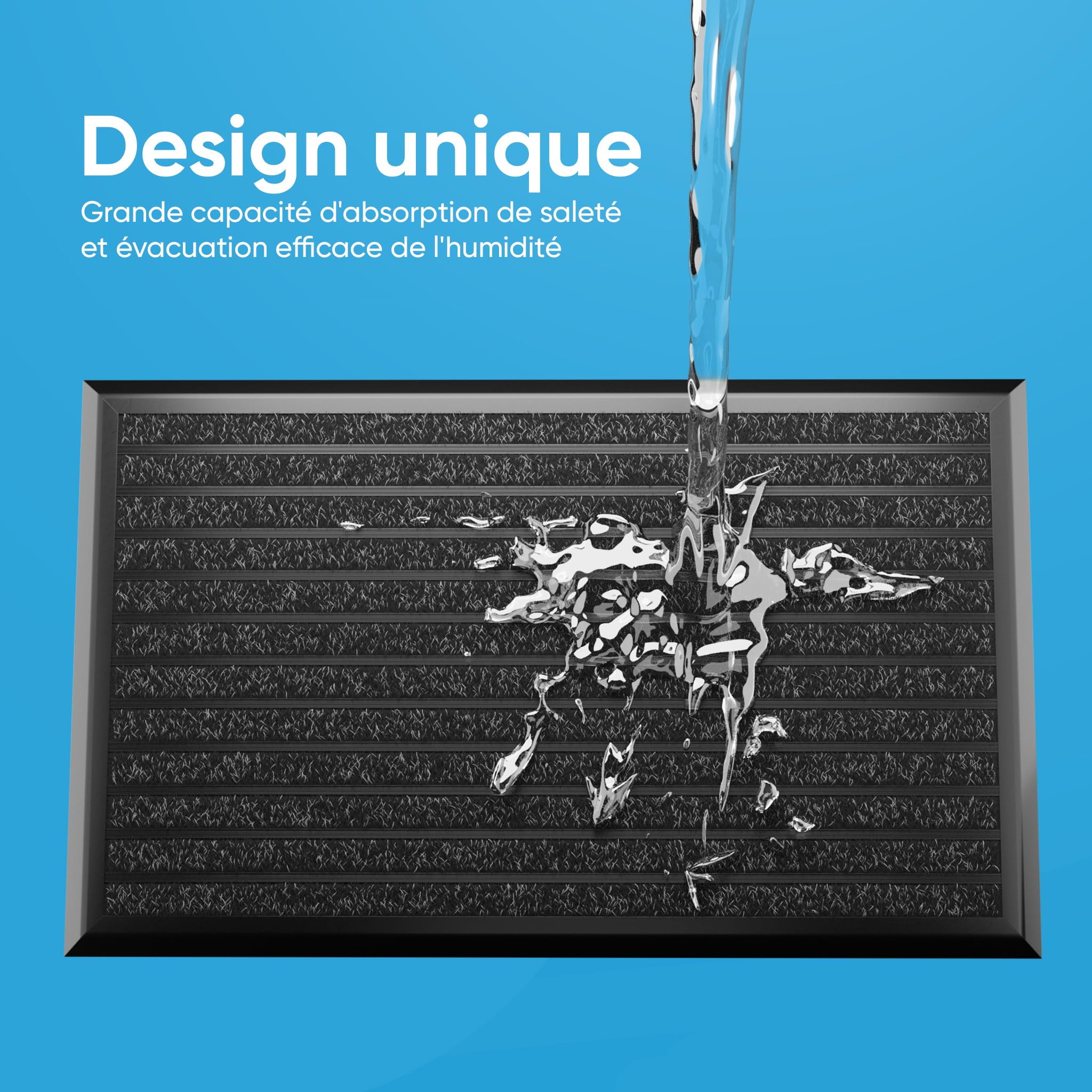WEST&EAST Tapis d'entrée extérieur 55x90 cm, paillasson extérieur avec Bord en Aluminium Noir et revêtement en polypropylène, Tapis d'extérieur résistant à la Pluie, Tapis de Porte pour entrée