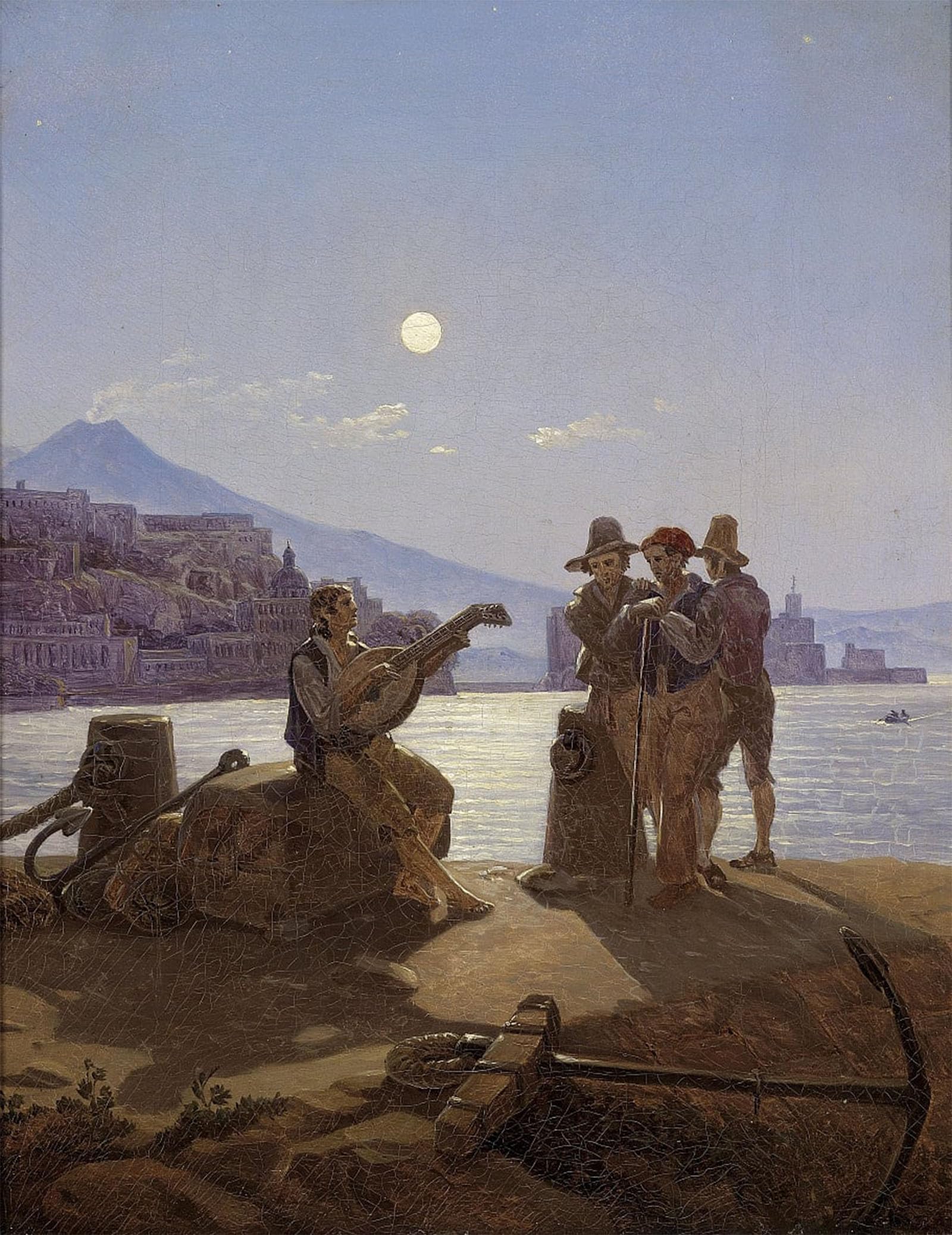 POSTERIIk Vintage Art Print Images Pictures Print Italian Fishermen in the Port of Naples by Carl Gustav Carus Modern Colour Posters for Office Home Decor 60x90cm