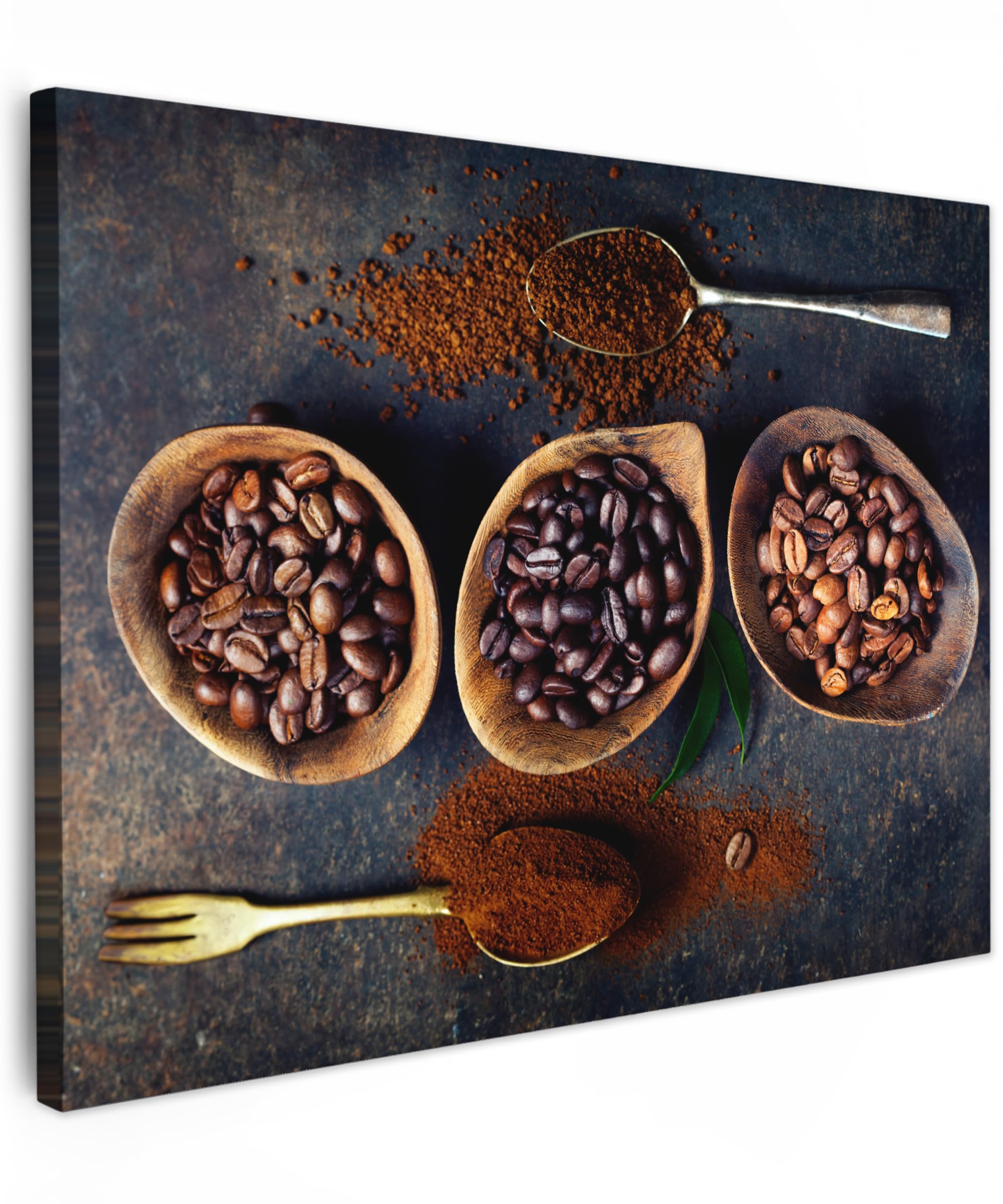 MuchoWow© Canvas Wall Art 16"x12" / 40x30 cm Decor Hanging Pictures for Living Room Canvus Artwork Deco Walls Coffee - Coffee beans - Brown - Kitchen