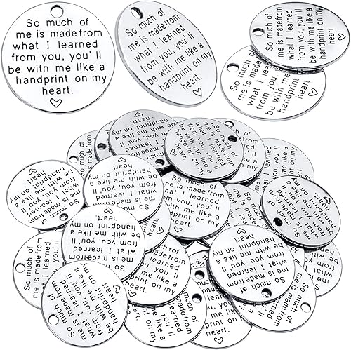 Miniatura 8 de Aylifu Dijes inspiradores con palabras, 30 piezas de colgantes de letras grabadas con mensaje grabado, cuentas de suministros de manualidades,