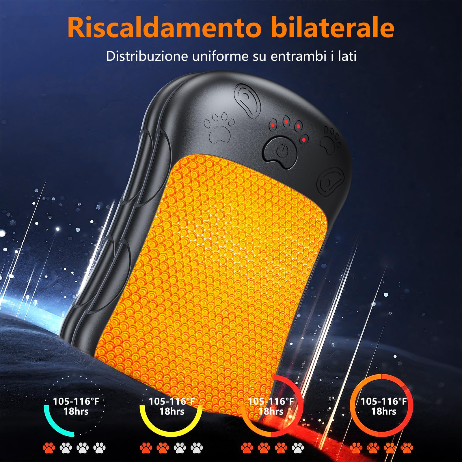 Scaldamani Elettrico 2-in-1 6000 mAh Ricaricabile 4 Livelli Temperatura 18 Ore Motivo Bulldog